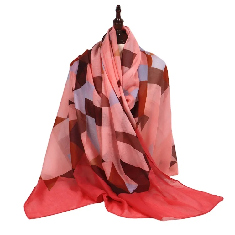 Luxury Chiffon Viscose Femme Printed Chain Silk Bufanda Foulard Echarpes Jersey Hijab Scarf For Women