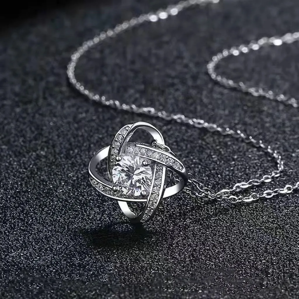 High-Quality 925 Sterling Silver Necklace Luxury Zircon Crystal Gemstone Pendant for Women