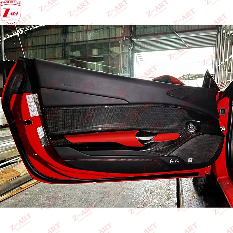 Z-ART 488 Dry Carbon Fiber Door Trim for Ferrari 488 Dry Carbon Fiber Door Panel for Ferrari 488 GTB 2015-2020