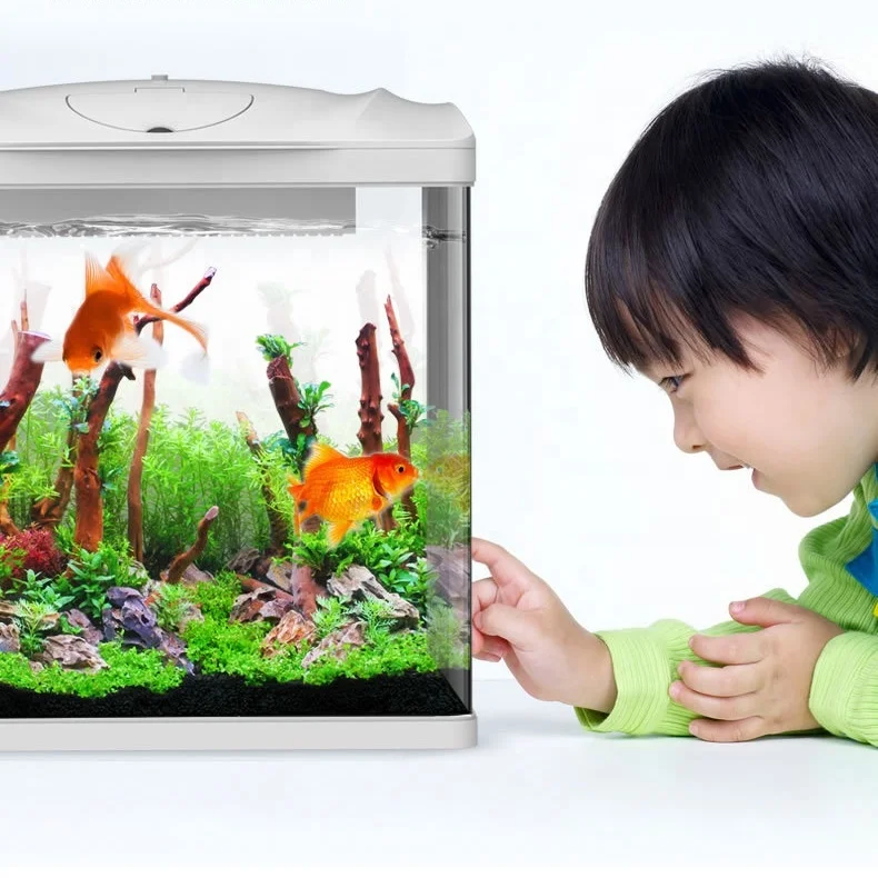 SUNSUN Portable Curve Aquariums Mini Table Fish Tank of round corner type