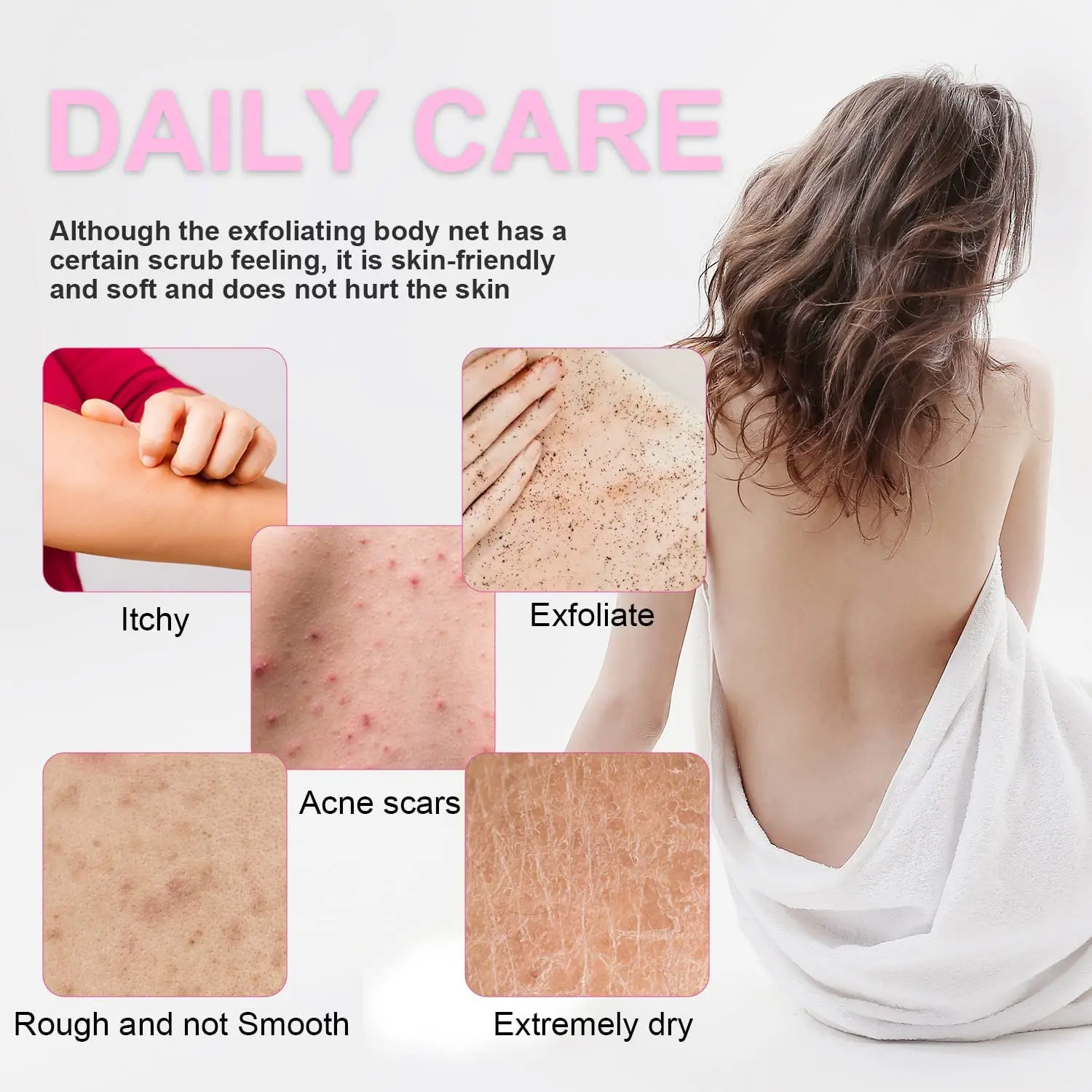 Exfoliating African body washcloth Vacuum Package long back bath Scrub shower scrubber mesh net nylon sponge