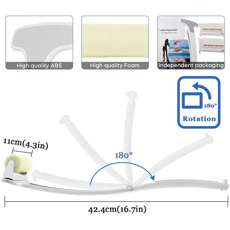 Customize Premium Quality Long Handled Folding Body Lotion Roller Lotion  Back Applicator