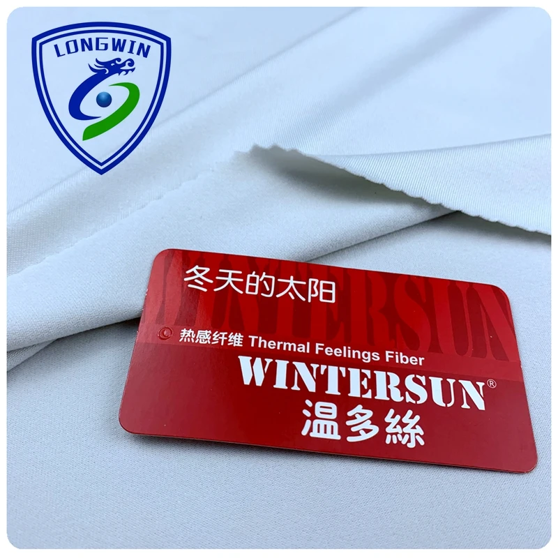 High performance 92% polyester 8%spandex far infrared thermal poly spandex brushed knit fleece fabric for garment
