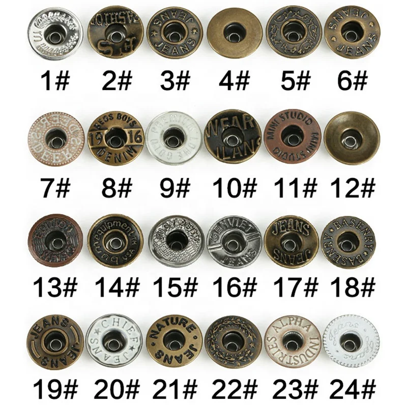 Jean Button Hot Sale Custom Logo Embossed Engraved Metal Denim Jeans Button
