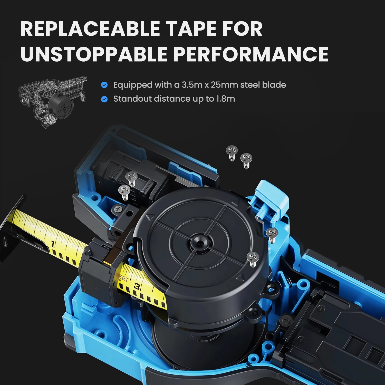 ACEGMET from MiLESEEY 3-in-1 Digital Tape Measuring Laser Distance Meter with Automatic Closing Tape
