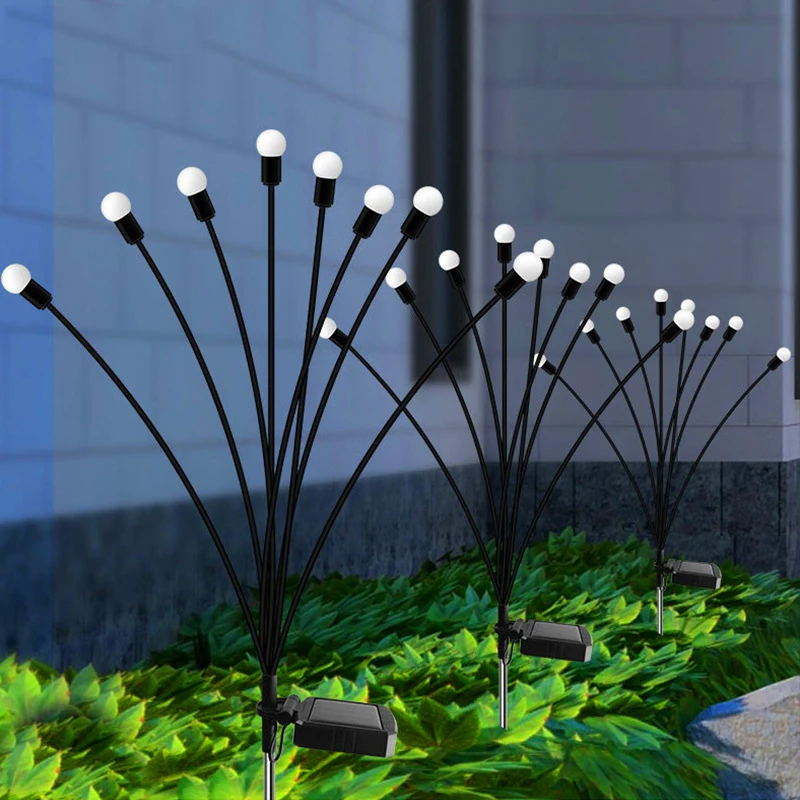 6/8LED Square Panel Solar Firefly Lights Outdoor Wind Garden Park Atmosphere Lawn Breathing Fireworm Lights