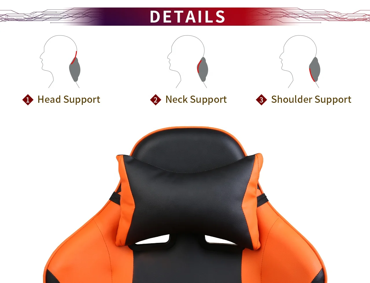  High Quality Orange Swivel Pc Computer Gaming Chair Pu Leather
