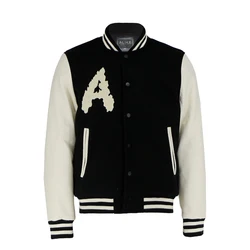 Custom Logo Mens Embroidered Letterman Jacket Quilted Padded Varsity Jacket With PU Leather Sleeve Baseball Jacket Coat for Man