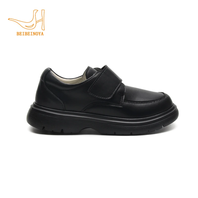 Babyhappy Guangzhou Factory Wholesale Classic Black School Fit Kids Leather Shoes Price For Men Boys