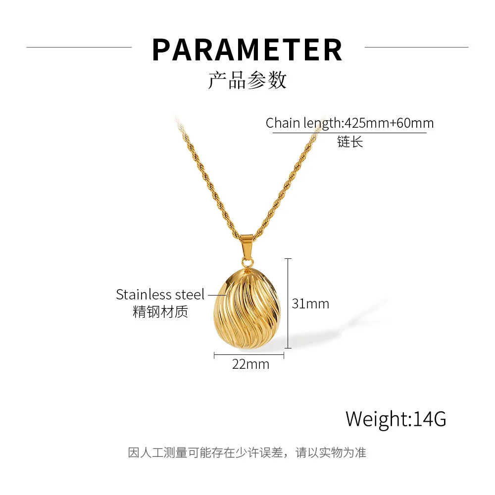 INS Best Selling 316L Stainless Steel Textured Pendant 2024 Trendy Waterproof Jewelry Charms Necklaces for Women