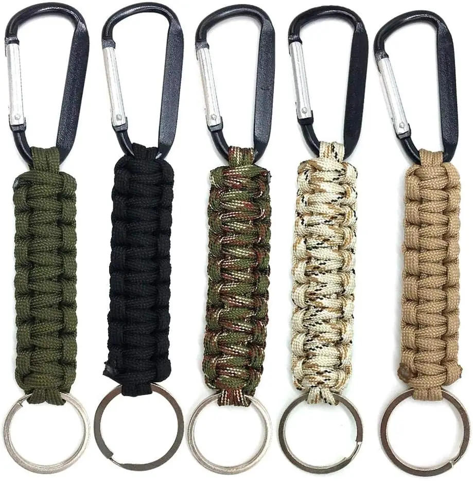 Anthrive Heavy Duty Key Clip Outdoor Keychain Ring Camping Multifunction Paracord Keychain With Carabiner For Men
