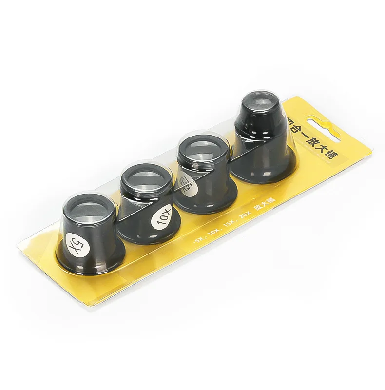 4PCS Loupe Eyeglass Magnifiers Set 5X 10X 15X 20X Watch Repair Loupe Magnifier Set Magnifying Glass for Watch Jewellery