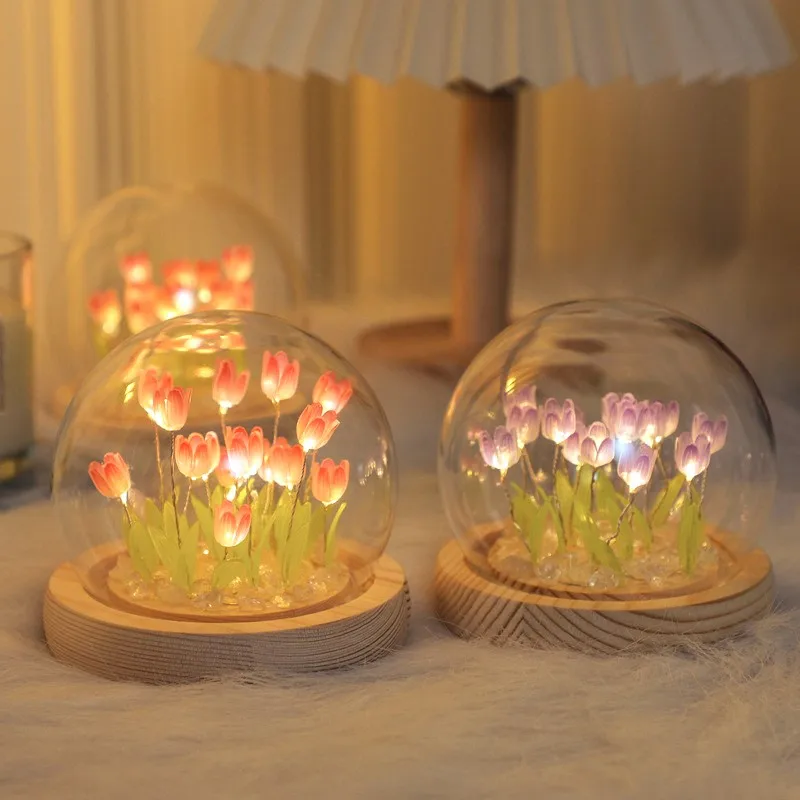 Night Light Cute Creative Birthday Gift USB Decoration flower Night Light Photography Atmosphere Tulip Night Light