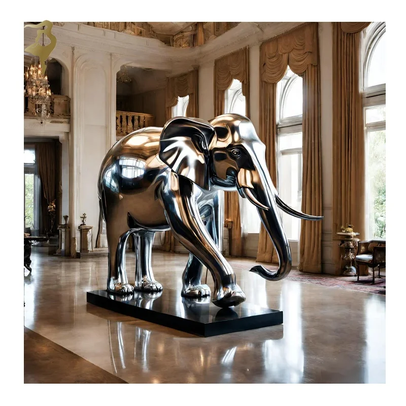 Luxury morden design stainless steel elephant sculpture