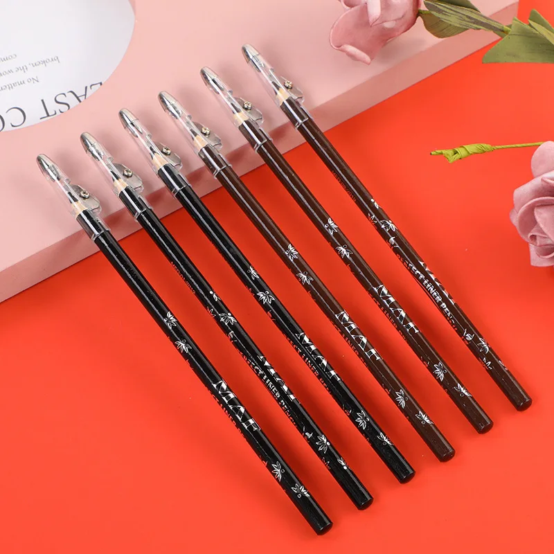 Easy-to-Draw Brown and Black Eyeliner with Sharpener Multiple Use Eyeliner Professional Cosmetics Eyeliner
