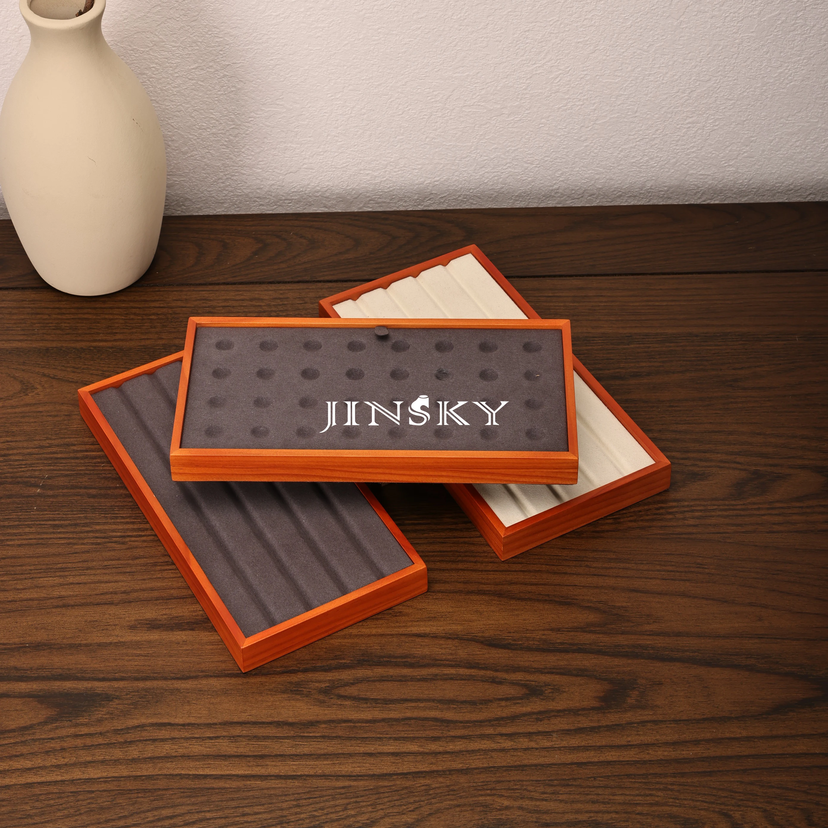 Jinsky High quality Solid Wood Jewelry tray Jewelry display bare stone diamond pearl play gem bead pallet
