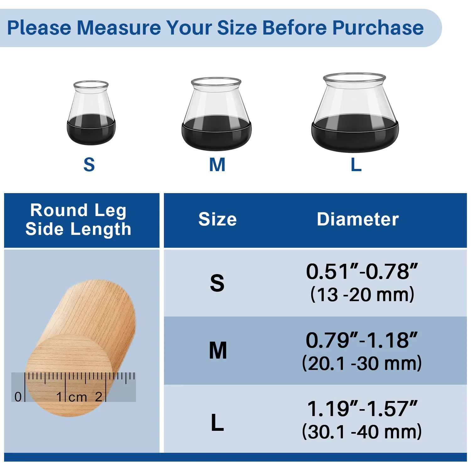 Chair Leg Sliders for Carpet, Round Chair Glides, PE Furniture Leg Protectors Caps, Carpet Protectors Table Feet Covers Cups
