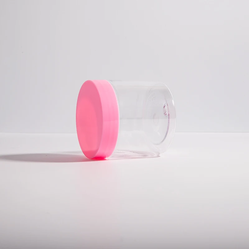 8 Oz Clear Plastic Body Cream Containers With Pink Lid Refillable Round Container Cosmetic Travel Container For Body Scrub