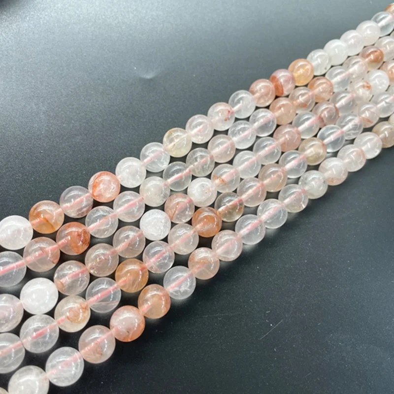 Natural Stone Beads Hematoid Quartz Red Tangerine Quartz Smooth Round Loose Beads for Jewelry Making