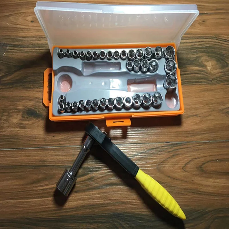 40PCS Tool Set Ratchet Socket Wrench and Screwdriver Set with Bits