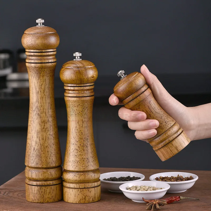 Kitchen Tool Wooden Manual Gravity Salt And Pepper Grinder Set Pepper Grinder Mill For Spices Grinding