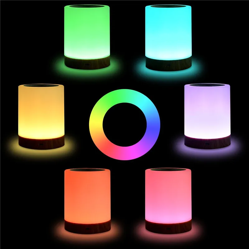 Dimmable LED Touch Night Light Rechargeable Smart Dimmer Bedside Table Light USB Rechargeable RGB Lamp for Kids Baby Bedroom