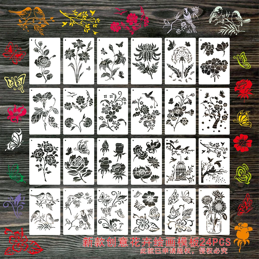 Reusable Flower painting tool Plastic Spring Custom Home Decoration On Wood Drawing Stencil