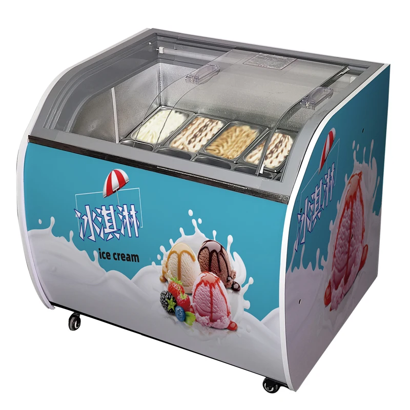 LVKE Ice cream display cabinet 12 pans gelato freezer beautiful new design