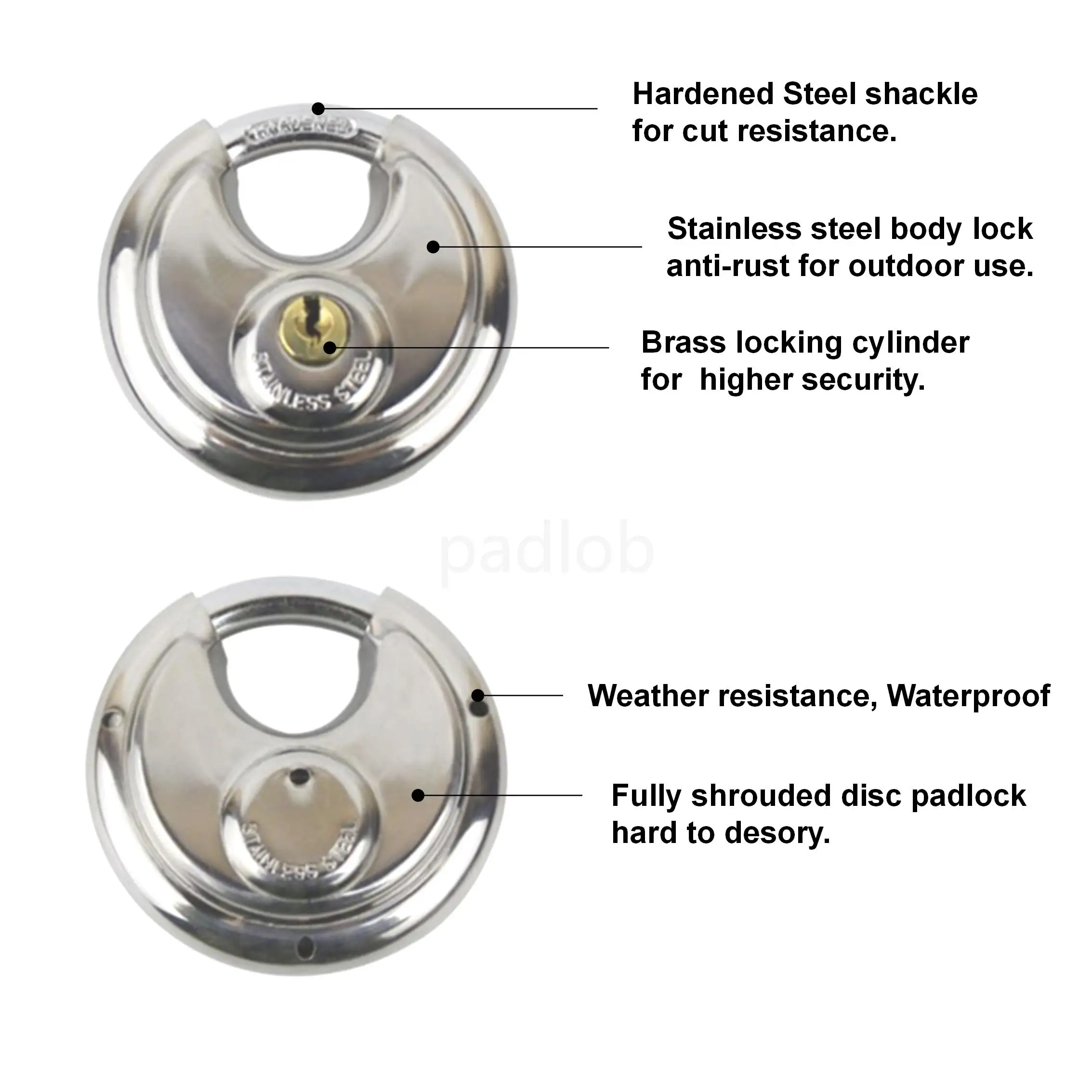 American Disk Lock Rustproof Safety Self Storage Door resistant cut Outdoor House keyed alike Disc sliding bolt Padlock 70mm