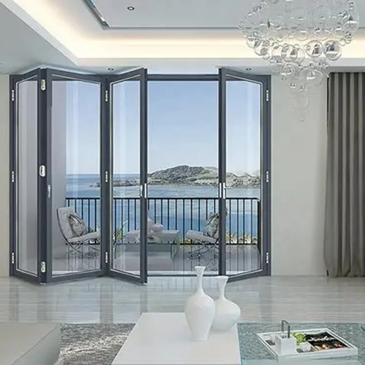 Factory Price Aluminum Glass Aluminium bi fold Sliding Doors Folding Patio Doors Double Glazed Aluminium Bifold Door For Villa