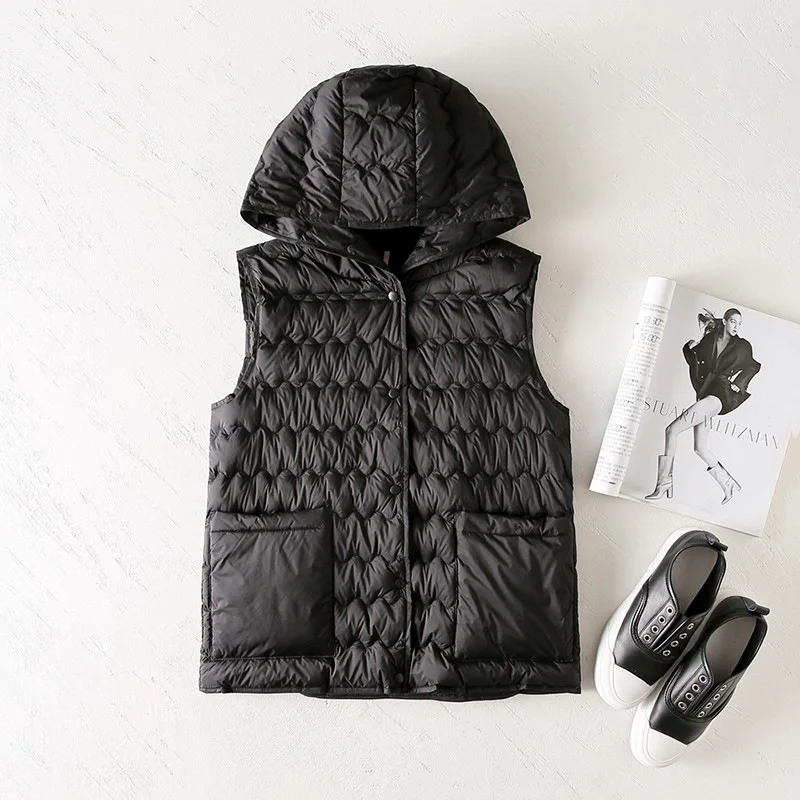 New Casual Warm Sleeveless Coat Jacket Vest Women Winter Coat Hoodie Puffer Vest