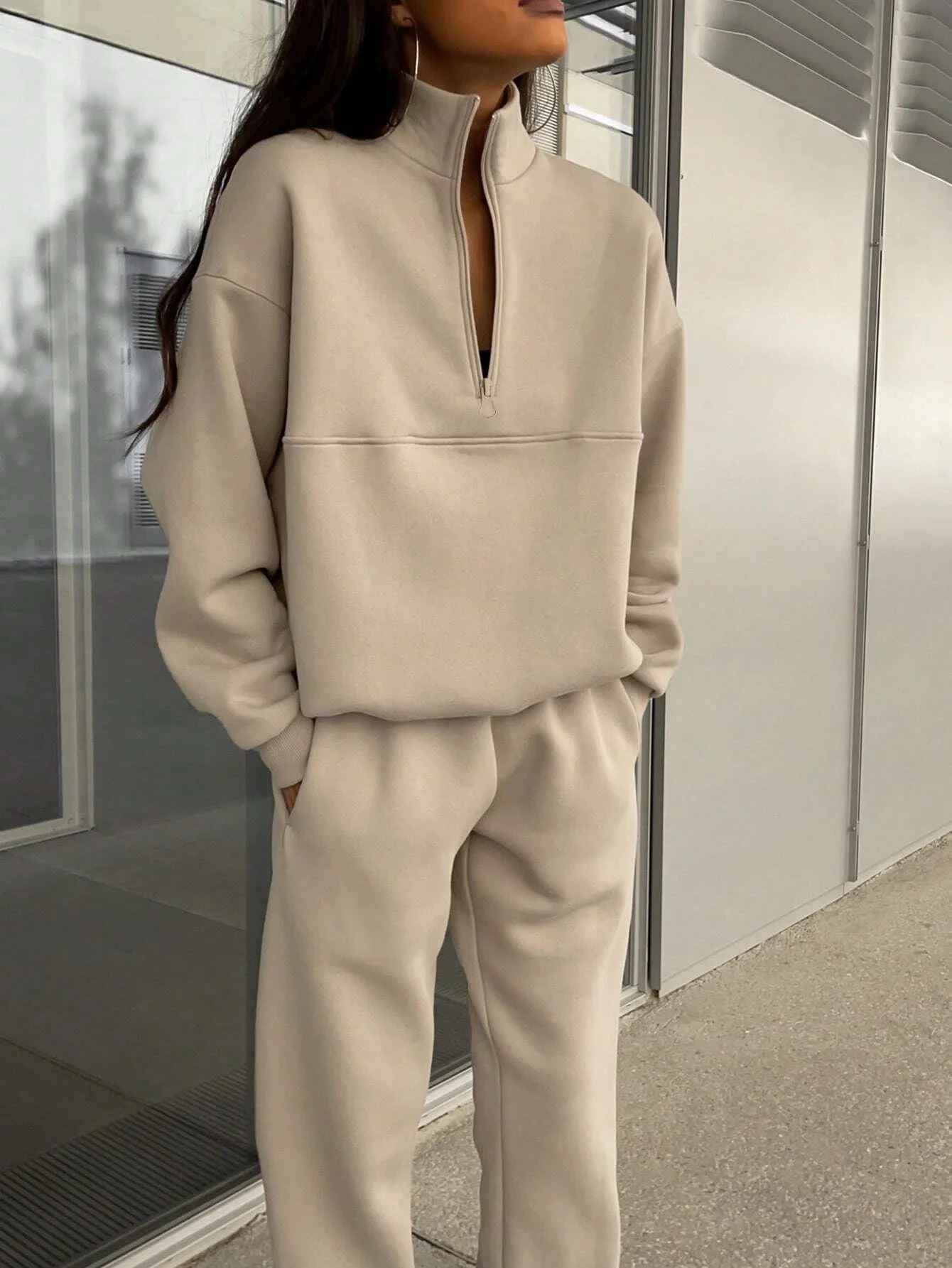 New in Outwears Sweatshirt Winter Clothes Women Warm Suit Ladies Outfit Clothing Long Sleeve Zip-up Top Casual Pants 2 Piece Set