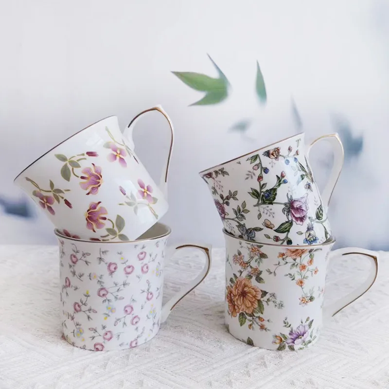 2024 Sublimation Mugs Wholesale ,Bone China Coffee Shop Mugs,Garden Flower Cups Ceramic Cup Cheap Bulk Ceramics Mug