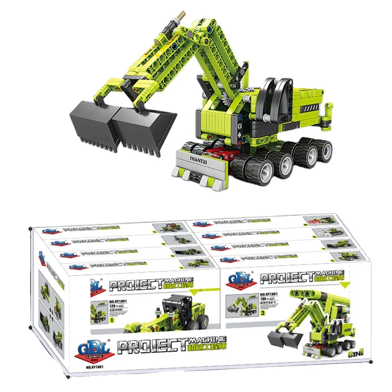 KY1081 8 in 1 Super Engineering Vehicle Engineering Series Excavator toy four in one technology Christmas building block toy