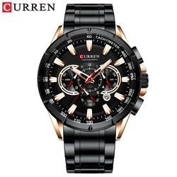Curren 8363 Mens Military Army Stainless Steel Chronograph Watches 3ATM Waterproof Multifunctional Luxury Brand Wrist Watches