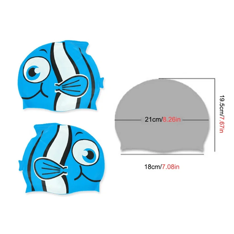 100% Silicone Cartoon Fish Shark Kids Children Waterproof High Elastic Swim Pool Hat Swimming Caps Swim Cap