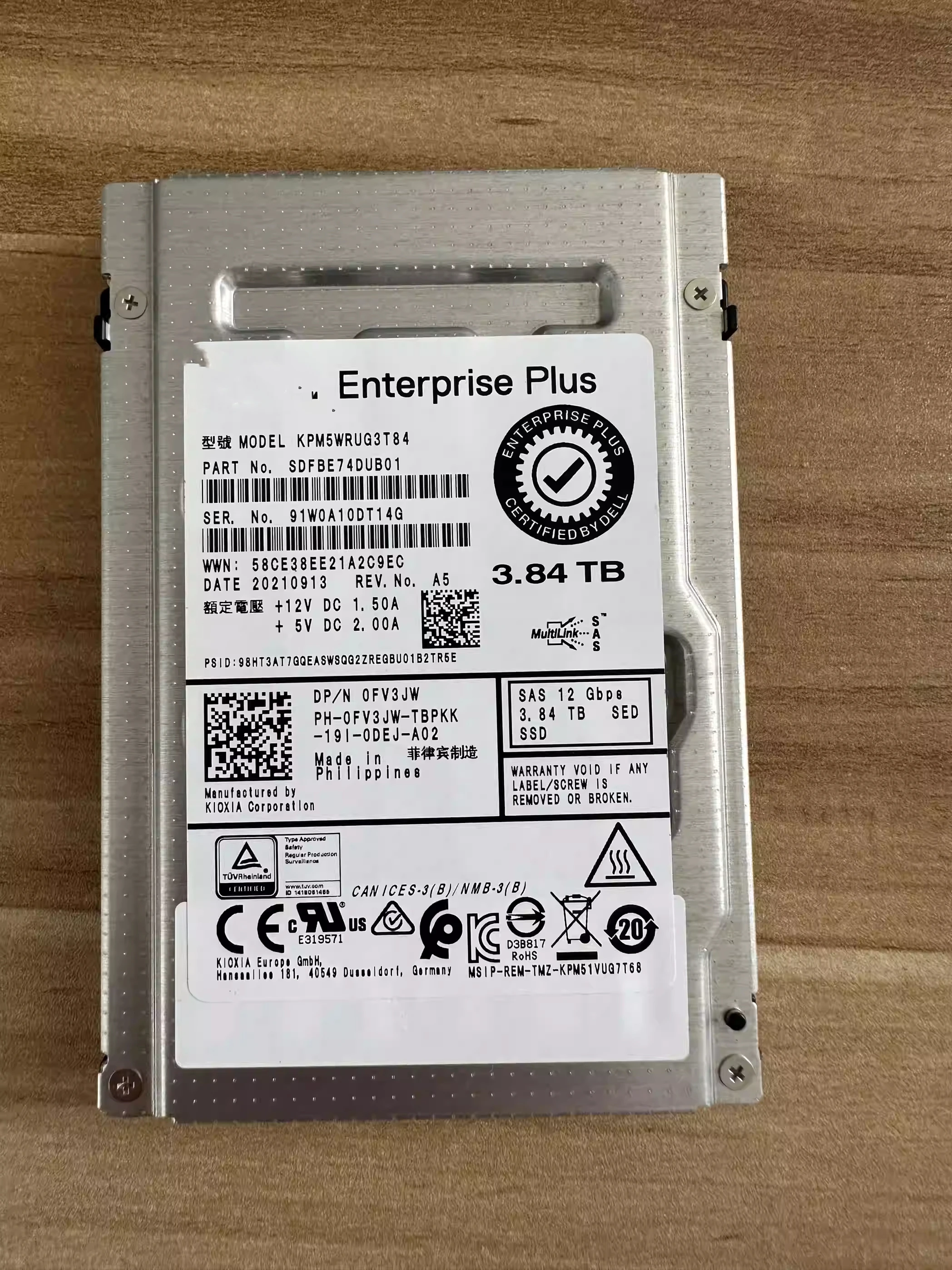 3.84TB SSD SAS Read Intensive up to 24Gbps SED FIPS-140 512e 2.5in Hot-Plug AG Drive [345-BENR]