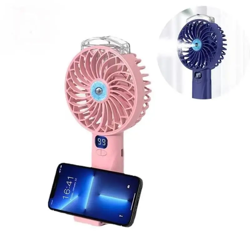 Горячий наружный водяной туман usb перезаряжаемый светодиодный дисплей вентилятор мини стоящий портативный потребительский электронный для распыления воды со льдом охлаждающий