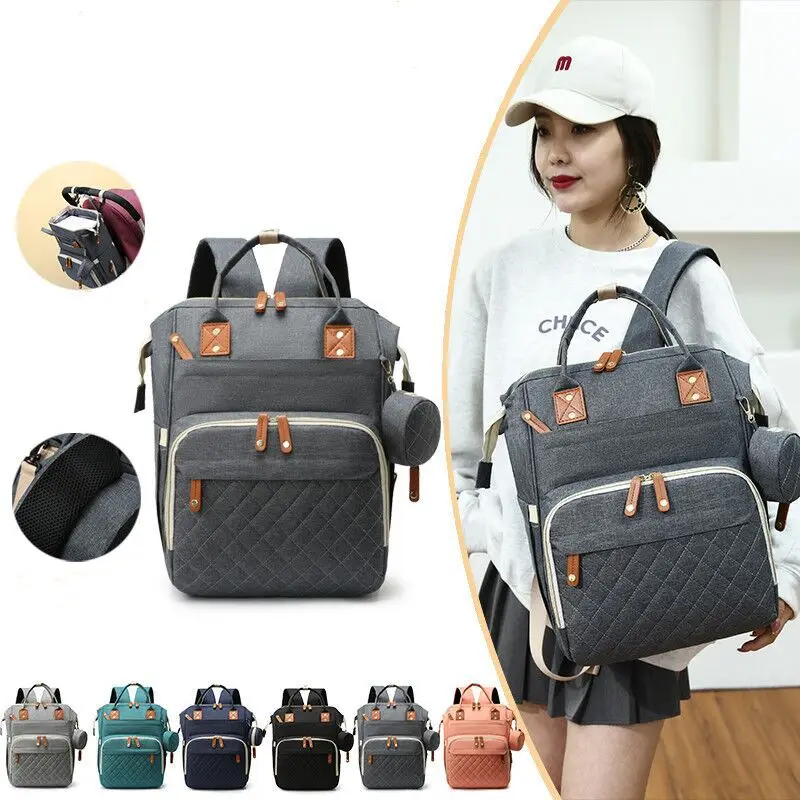 2 In 1 Travel Portable Fashion Designers Baby Nappy Backpack Bag Mommy Large Capacity Bag Mom Pacifier Box Diaper Bag With USB