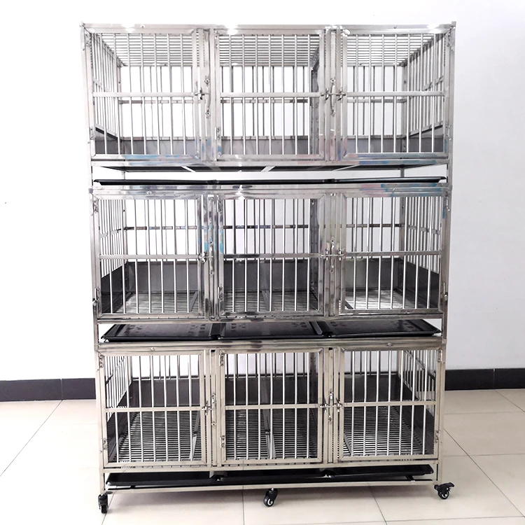 LIZE Heavy duty Large three layer 9 doors stainless steel pet cages for small pets with separator foldable pet carrier and house