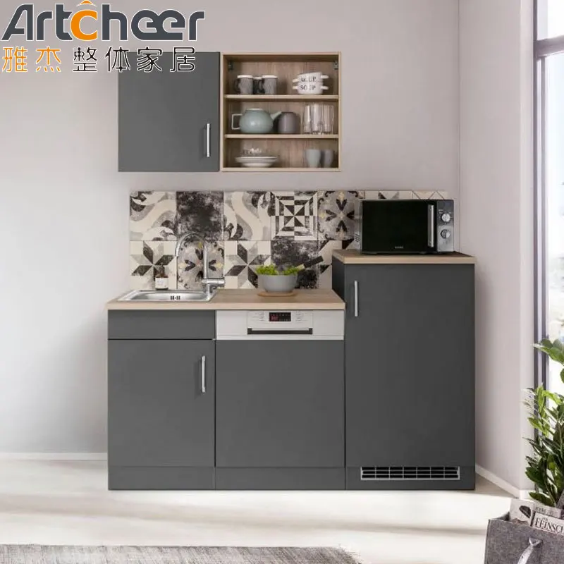 Modern small kitchen cabinets with single bowl sink for small room apartment design