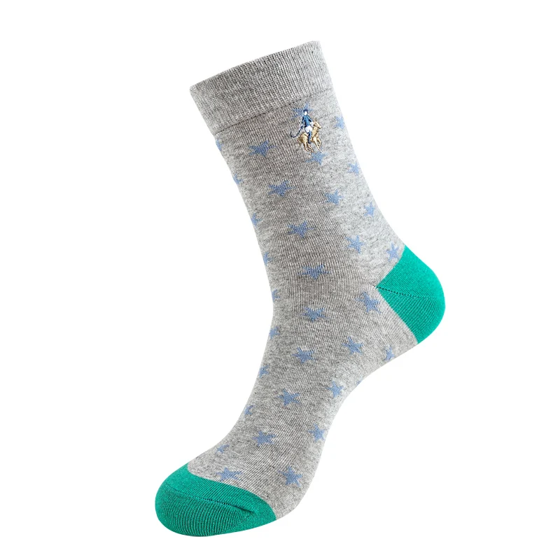 Wholesale brand classic formal office business casual star crew dress socks for men