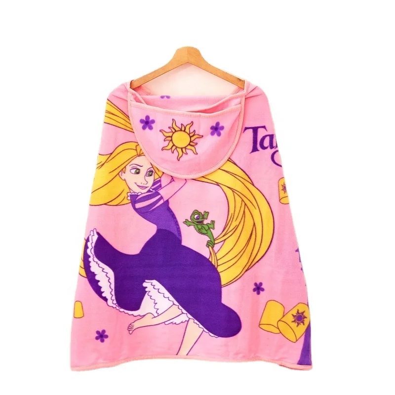 Pink sery baby poncho hooded blanket polar fleece blanket kids polyester pillow wholesale animal design blanket