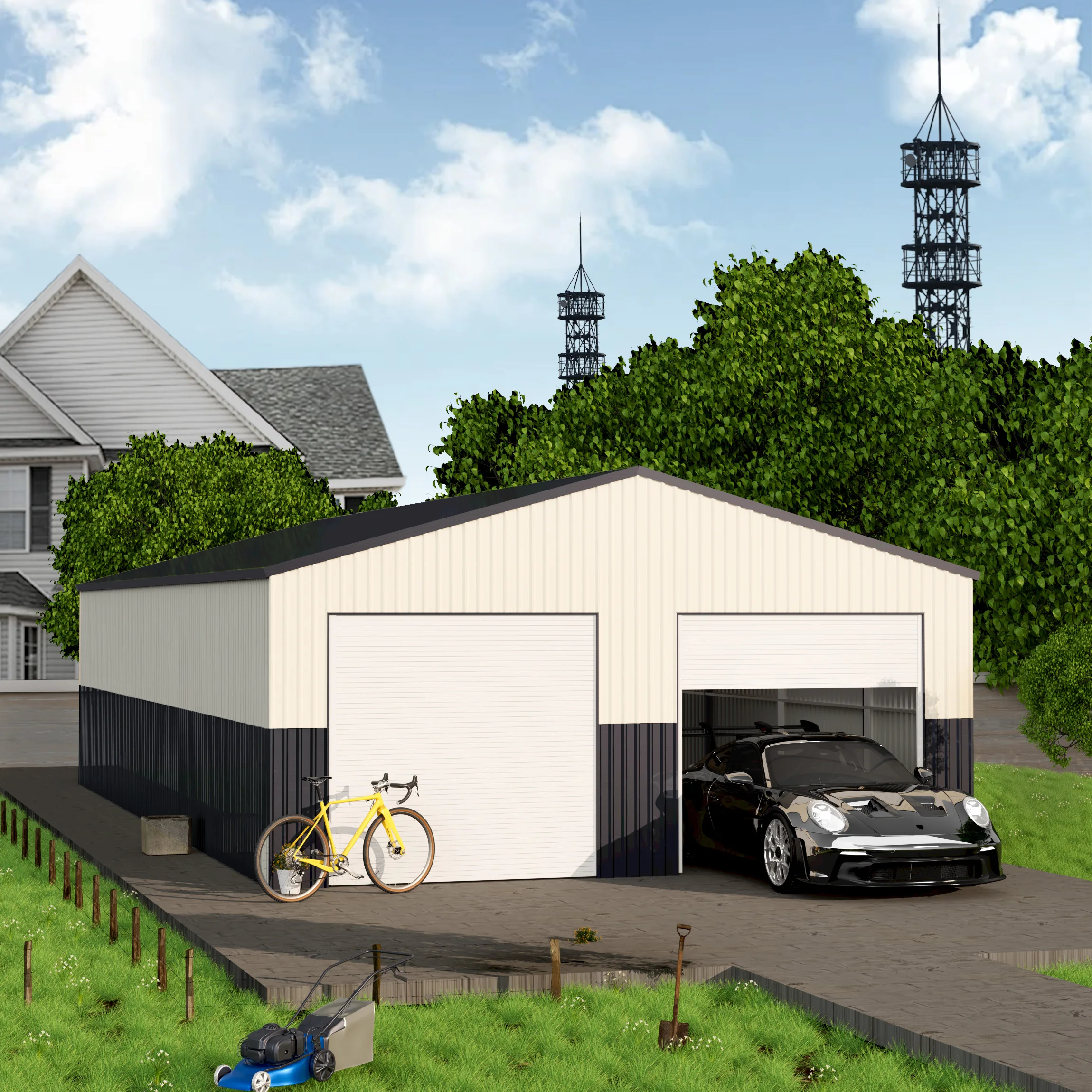 CG2841A-H305 Customized Steel Structure Building Warehouse Metal Building Kit Prefab Car Garage