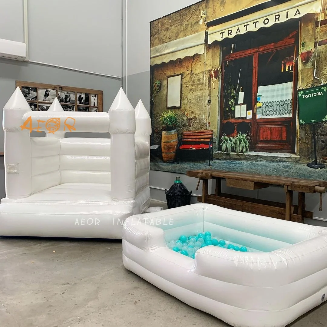Factory Direct Sale White Ball Pit Pool Kids Inflatable Bounce House Cheap Soft Play Equipment Round Ball Pit For Kids