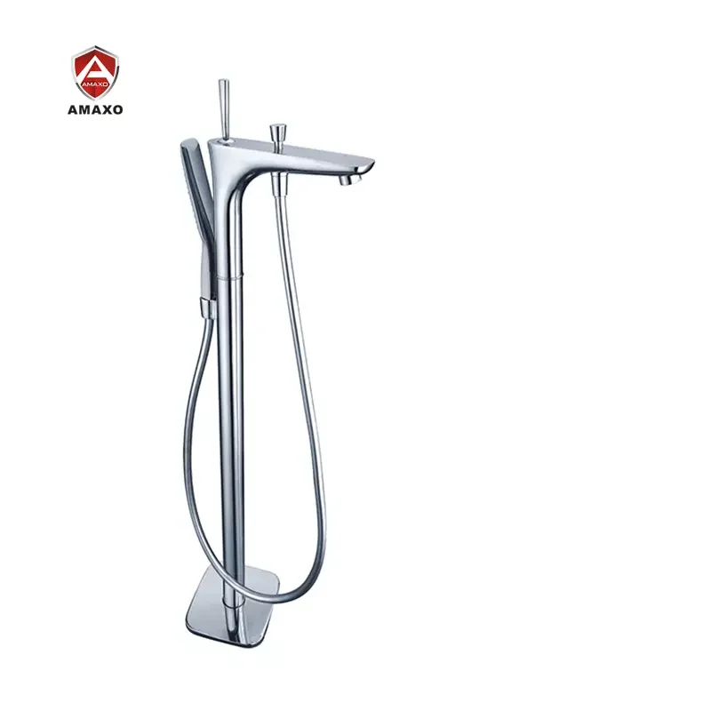 Aida New Design Round Bathroom Floor Mounted Standing Shower Mixer Bath Tub Faucet