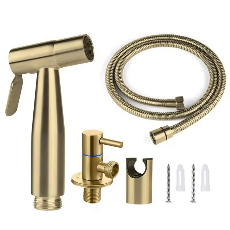 Lizhen-Hwa.Vic Adjustable Water Pressure 304 Stainless Steel Travel Shattaf Handheld Bidet Sprayer Set for Toilet