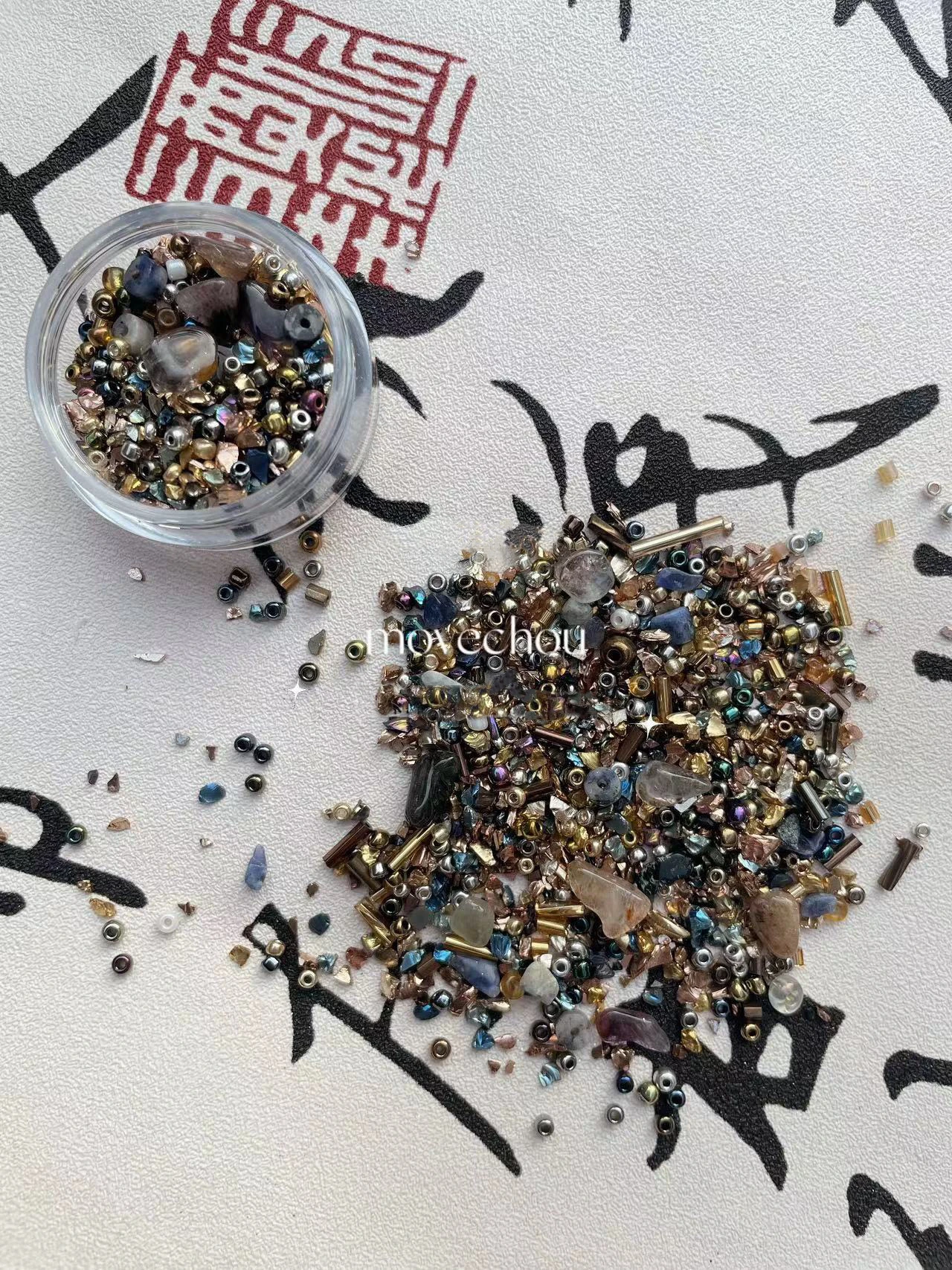 3D Nail Decorations Mix Designs Natural Irregular Stones Mica Flakes Bamboo Knot Mini Glass Rhinestone for nail art