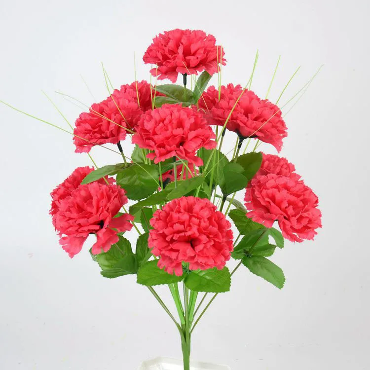 Sevenstar Wholesale Cheap Artificial Carnation Flower Bouquet 12 Heads Fabric Funeral Flower Decorative Flowers and Plants