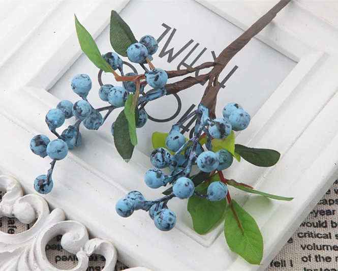 Bean berry branch plastic fa-ke plants berries for home garden Christmas wedding decoration DIY wreath supplies faux flowers